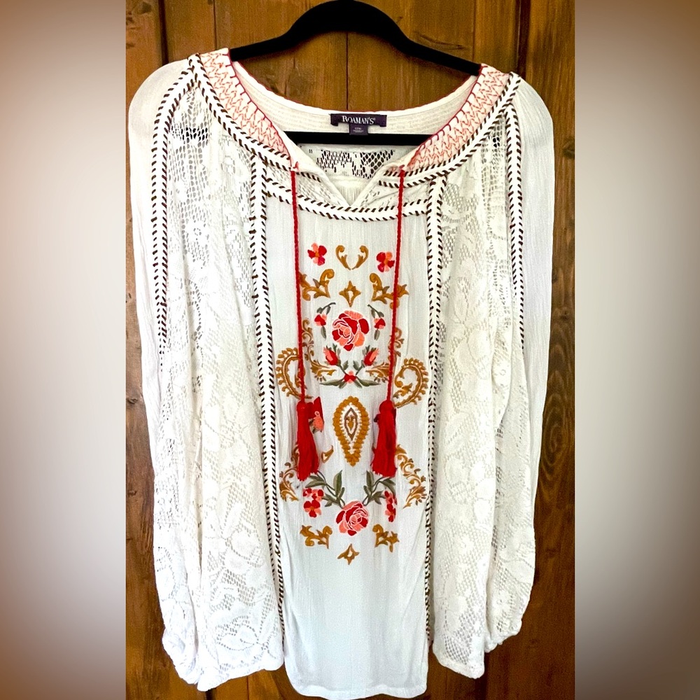 ROMAN’s Embroidered Boho Tunic with Floral Embroidery.